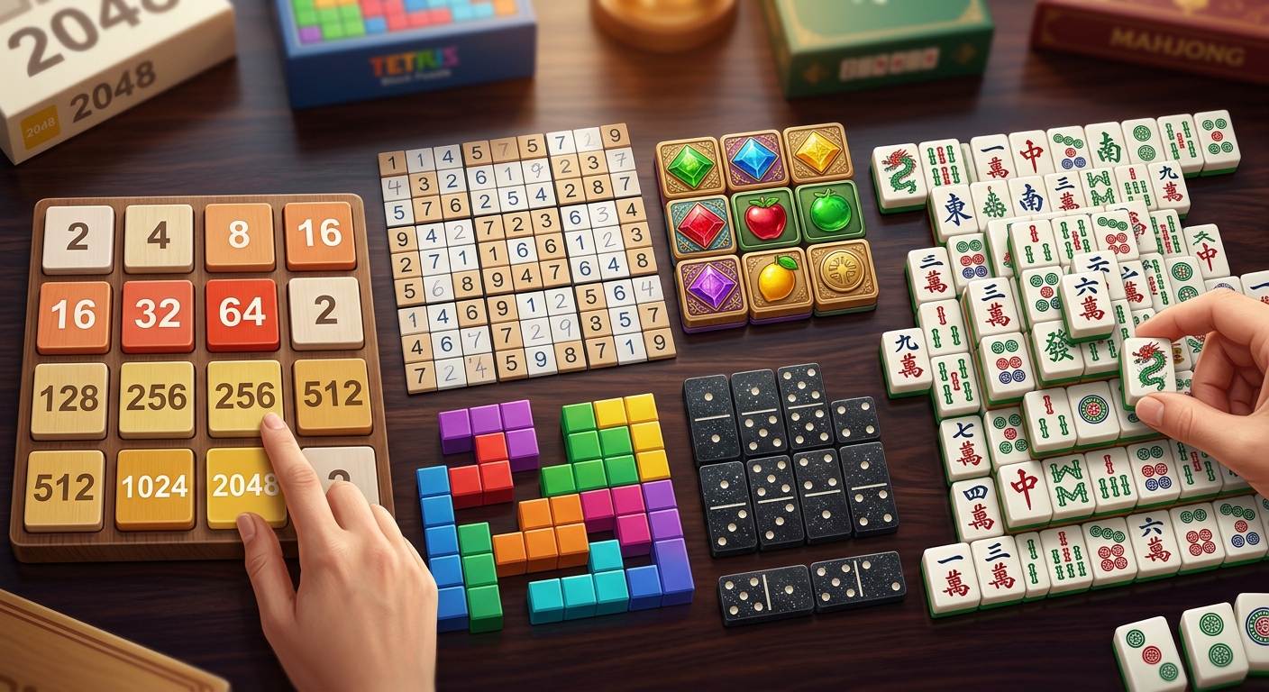 Tile Puzzle Games Compared by Difficulty and Strategy, From 2048 to Mahjong